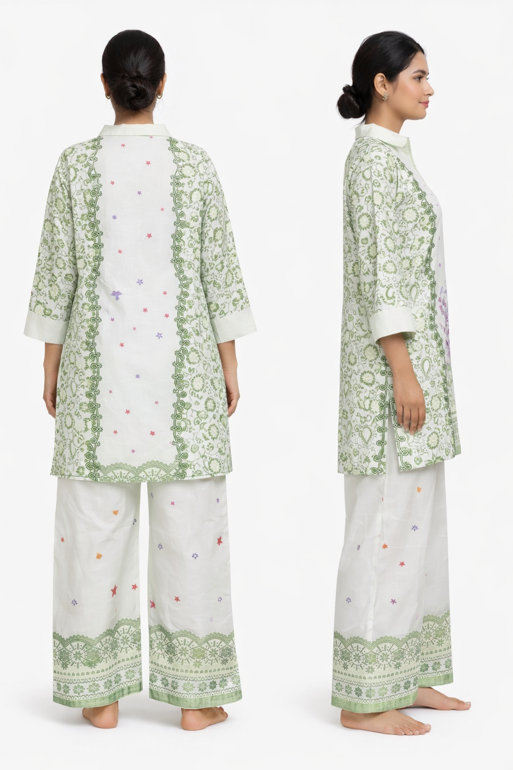 Green Floral Printed Kurta & Pants Co-ord Set