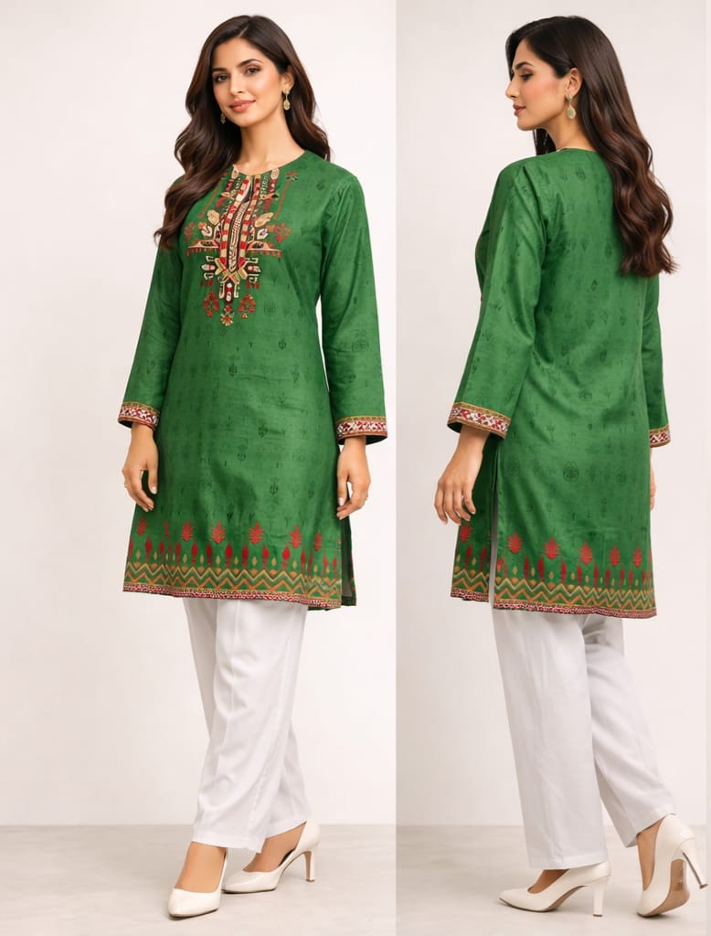 Lawn Printed Green Shirt