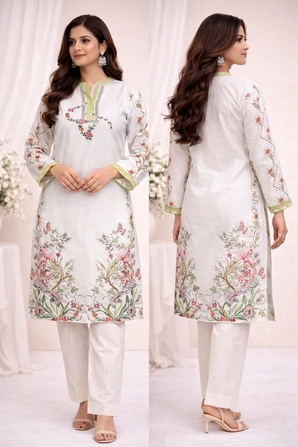 Off White Floral Printed Lawn 2-Piece Set