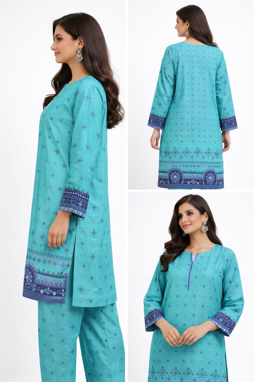 Lawn 2 Piece – Zinc & Blue