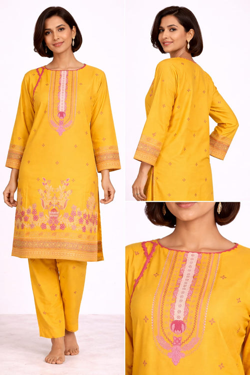 2-Piece Set with Lace Work Neckline