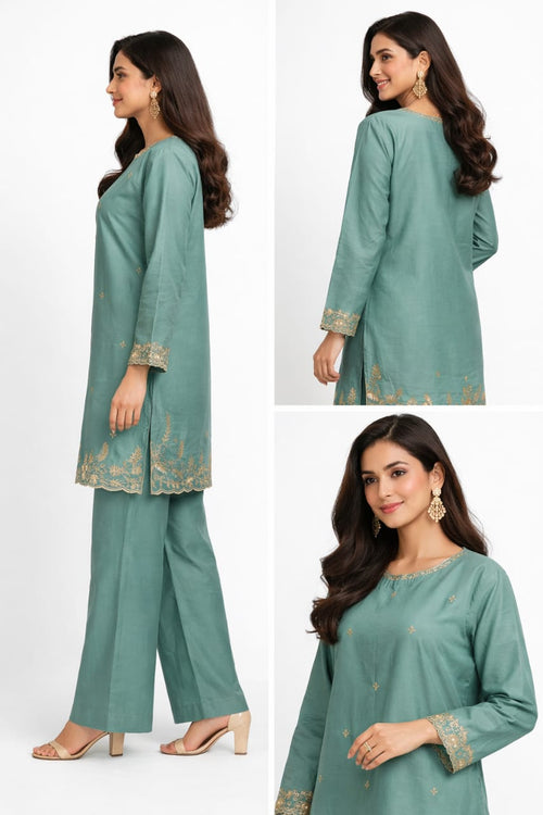 Heavy Embroidered Shirt with Cambric Flapper