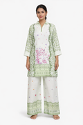 Green Floral Printed Kurta & Pants Co-ord Set