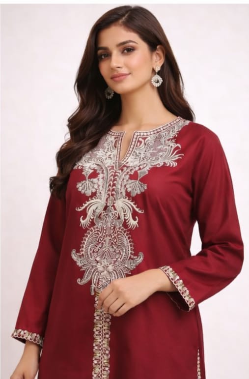 Heavy Embroidered Shirt with Dyed Trouser